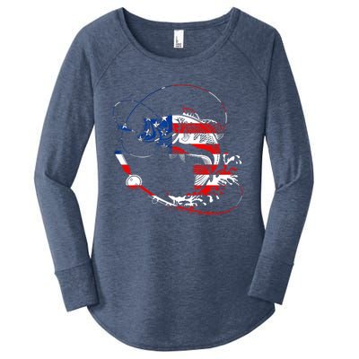 Bass Fishing Fish American Flag Patriotic Fourth Of July Women's Perfect Tri Tunic Long Sleeve Shirt