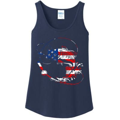 Bass Fishing Fish American Flag Patriotic Fourth Of July Ladies Essential Tank