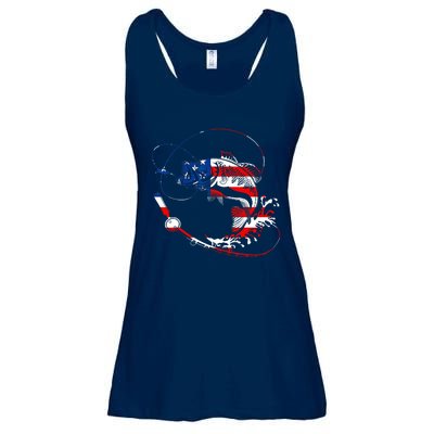 Bass Fishing Fish American Flag Patriotic Fourth Of July Ladies Essential Flowy Tank