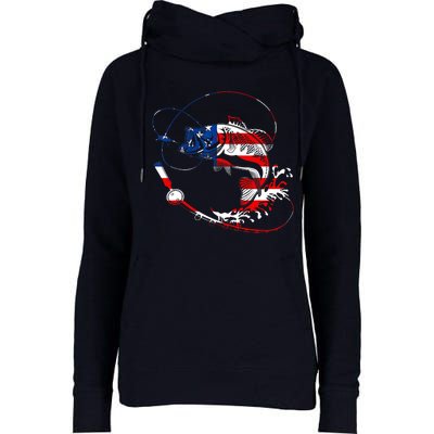 Bass Fishing Fish American Flag Patriotic Fourth Of July Womens Funnel Neck Pullover Hood