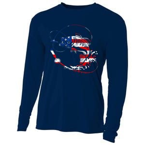 Bass Fishing Fish American Flag Patriotic Fourth Of July Cooling Performance Long Sleeve Crew