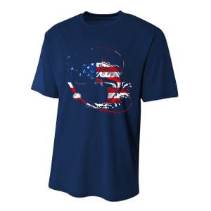 Bass Fishing Fish American Flag Patriotic Fourth Of July Performance Sprint T-Shirt