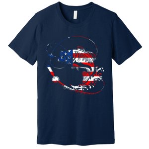 Bass Fishing Fish American Flag Patriotic Fourth Of July Premium T-Shirt