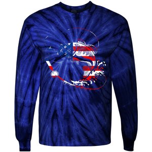 Bass Fishing Fish American Flag Patriotic Fourth Of July Tie-Dye Long Sleeve Shirt