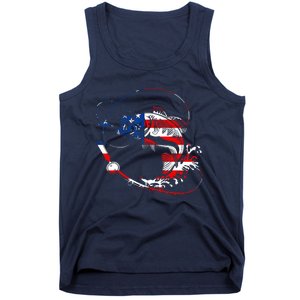 Bass Fishing Fish American Flag Patriotic Fourth Of July Tank Top