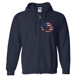 Bass Fishing Fish American Flag Patriotic Fourth Of July Full Zip Hoodie