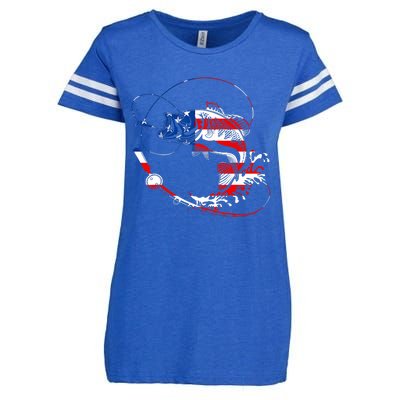 Bass Fishing Fish American Flag Patriotic Fourth Of July Enza Ladies Jersey Football T-Shirt