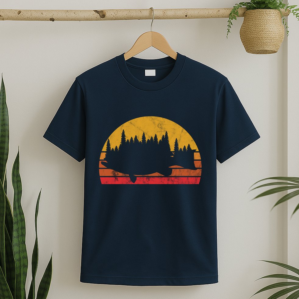 Bass Fishing Forest Sunset T-Shirt