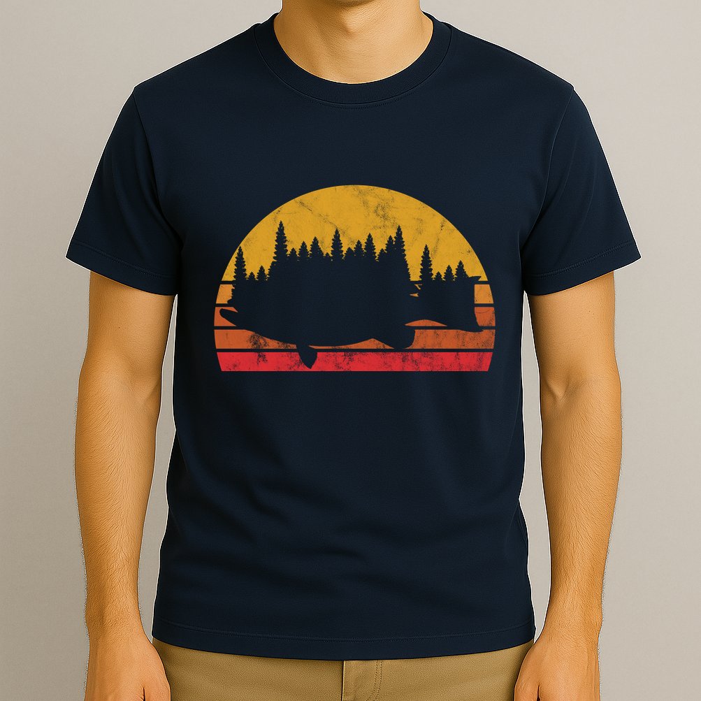 Bass Fishing Forest Sunset T-Shirt