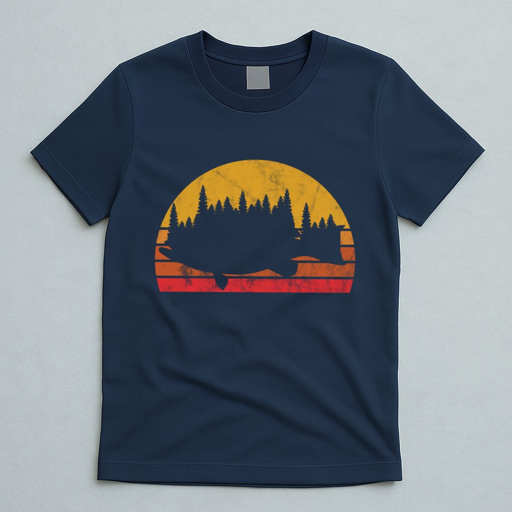 Bass Fishing Forest Sunset T-Shirt
