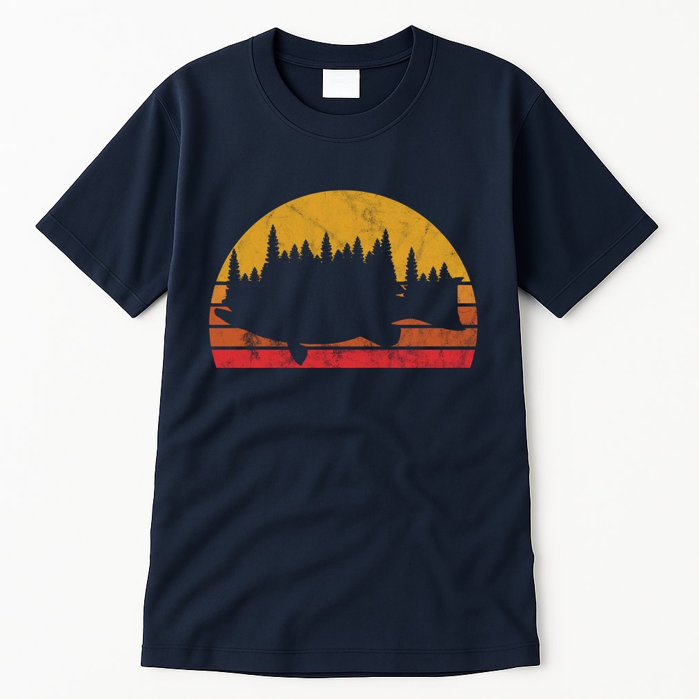 Bass Fishing Forest Sunset Tall T-Shirt