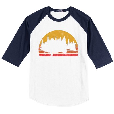 Bass Fishing Forest Sunset Baseball Sleeve Shirt