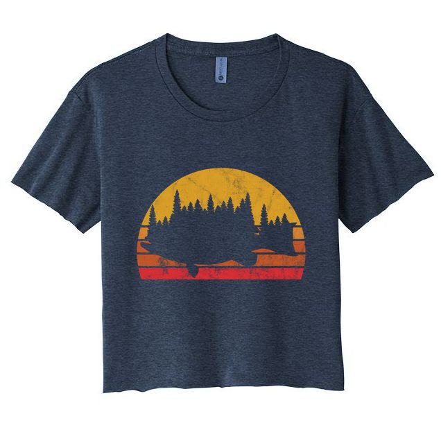 Bass Fishing Forest Sunset Crop Top