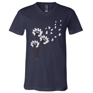 Bichon Frise Flower Fly Dandelion Funny Dog Lovers Women V-Neck T-Shirt