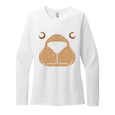 Bear Face Funny Easy Lazy Halloween Costume Womens CVC Long Sleeve Shirt