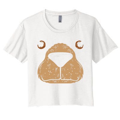 Bear Face Funny Easy Lazy Halloween Costume Women's Crop Top Tee