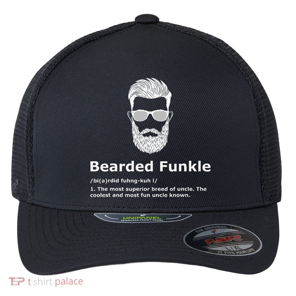 Bearded Funkle Funny Uncle Definition Flexfit Unipanel Trucker Cap