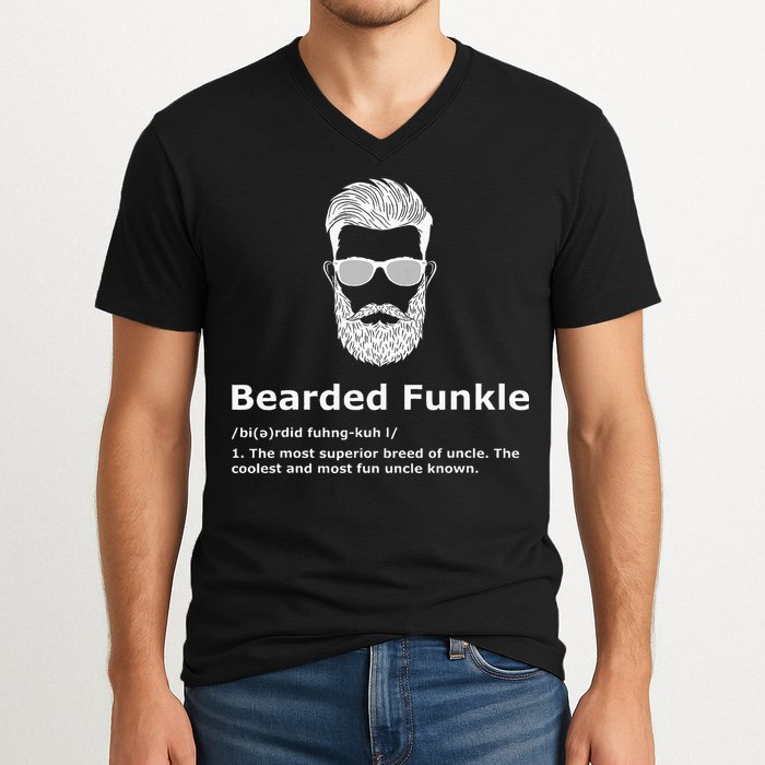 Bearded Funkle Funny Uncle Definition V-Neck T-Shirt