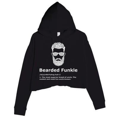 Bearded Funkle Funny Uncle Definition Crop Fleece Hoodie
