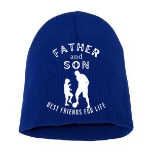 Best Friends For Life Father Son Playing Football Fathersday Cute Gift Short Acrylic Beanie