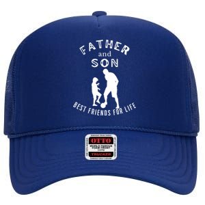 Best Friends For Life Father Son Playing Football Fathersday Cute Gift High Crown Mesh Back Trucker Hat