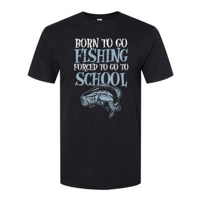 Born Fishing Forced To School Funny Bass Fish Fisherman Softstyle® CVC T-Shirt