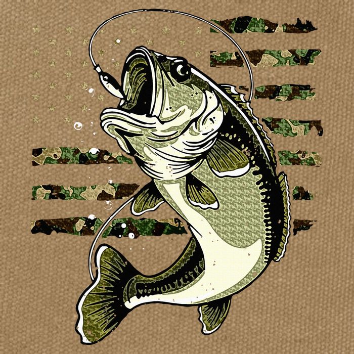 Bass Fish Fishing Usa American Flag Cotton Canvas Backpack