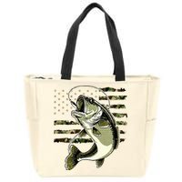 Bass Fish Fishing Usa American Flag Zip Tote Bag