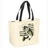 Bass Fish Fishing Usa American Flag Zip Tote Bag