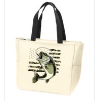Bass Fish Fishing Usa American Flag Zip Tote Bag