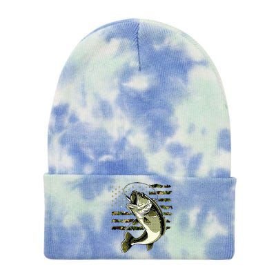 Bass Fish Fishing Usa American Flag Tie Dye 12in Knit Beanie