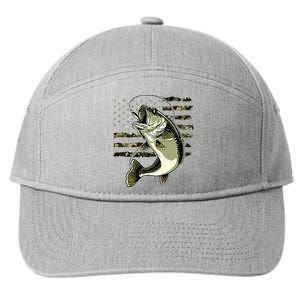 Bass Fish Fishing Usa American Flag 7-Panel Snapback Hat