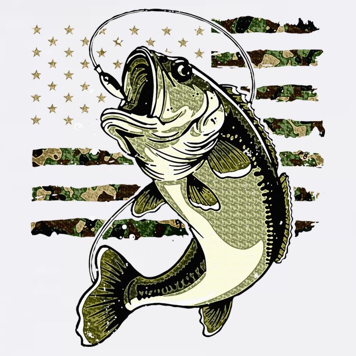 Bass Fish Fishing Usa American Flag Cooling Performance Crew T-Shirt