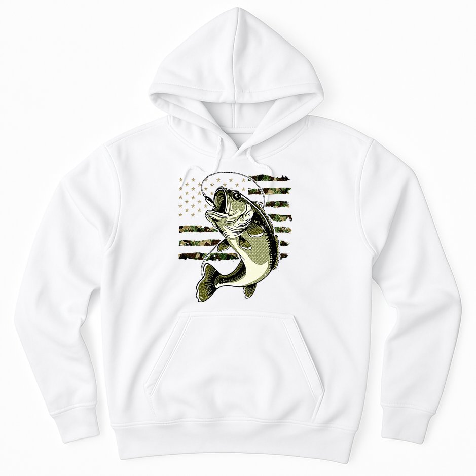 Bass Fish Fishing Usa American Flag Hoodie