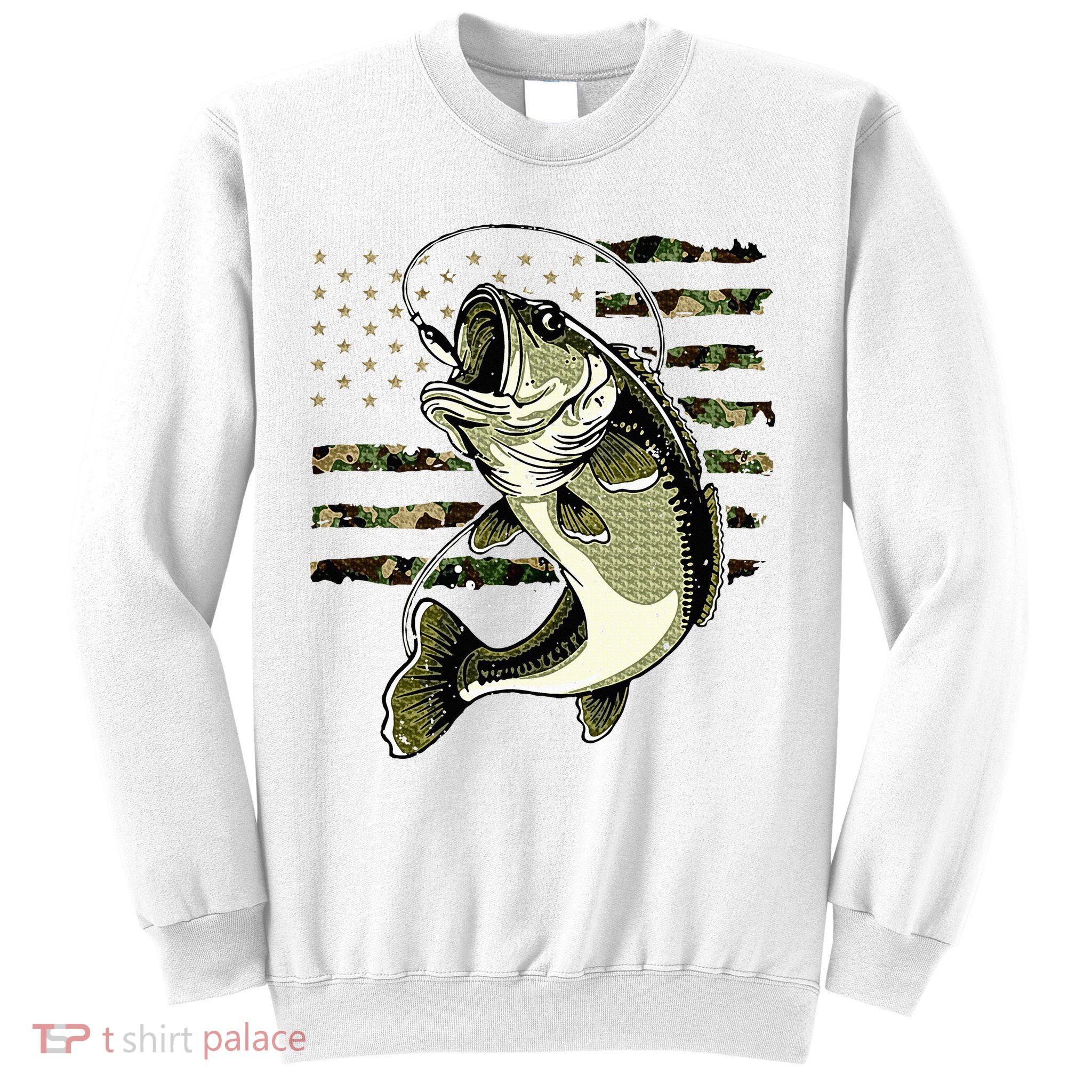 Bass Fish Fishing Usa American Flag Sweatshirt