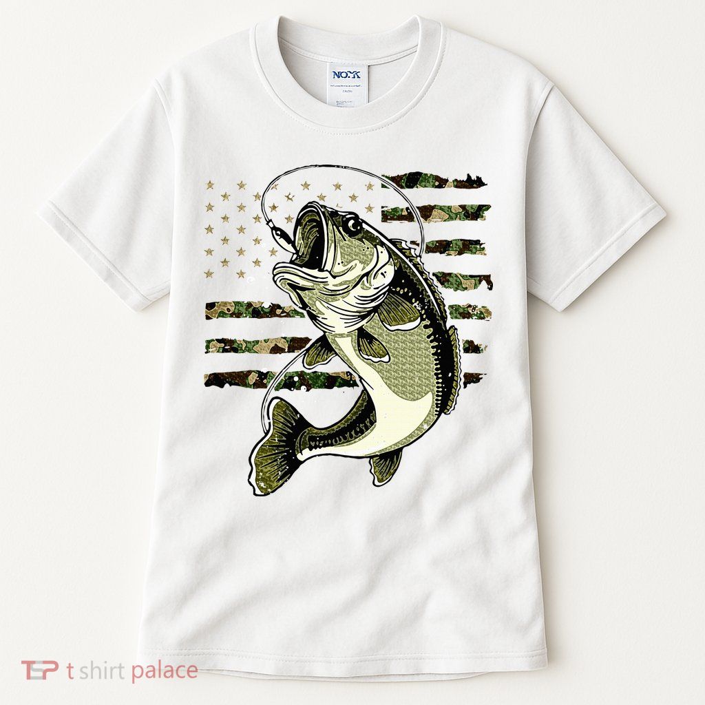 Bass Fish Fishing Usa American Flag Tall T-Shirt