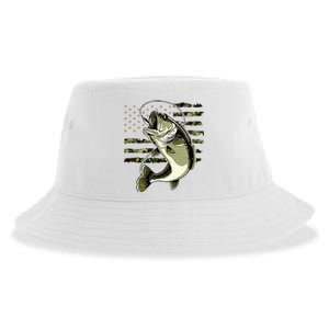 Bass Fish Fishing Usa American Flag Sustainable Bucket Hat