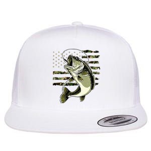 Bass Fish Fishing Usa American Flag Flat Bill Trucker Hat