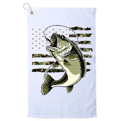 Bass Fish Fishing Usa American Flag Golf Towel