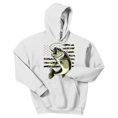 Bass Fish Fishing Usa American Flag Kids Hoodie