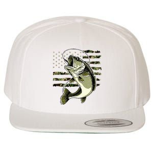 Bass Fish Fishing Usa American Flag Wool Snapback Cap