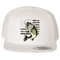 Bass Fish Fishing Usa American Flag Wool Snapback Cap