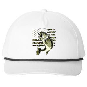 Bass Fish Fishing Usa American Flag Snapback Five-Panel Rope Hat