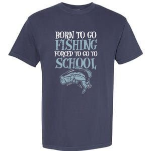 Born Fishing Forced To School Funny Bass Fish Fisherman Boy Garment-Dyed Heavyweight T-Shirt