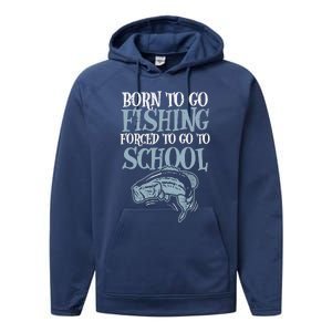 Born Fishing Forced To School Funny Bass Fish Fisherman Boy Performance Fleece Hoodie