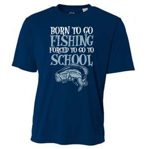 Born Fishing Forced To School Funny Bass Fish Fisherman Boy Cooling Performance Crew T-Shirt