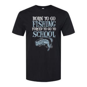 Born Fishing Forced To School Funny Bass Fish Fisherman Boy Softstyle CVC T-Shirt