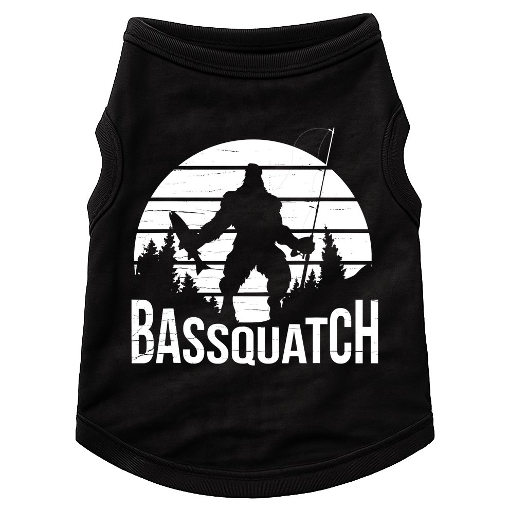 Bassquatch Funny Fishing Fisherman Fishing Rod Bass Fish Doggie Tank