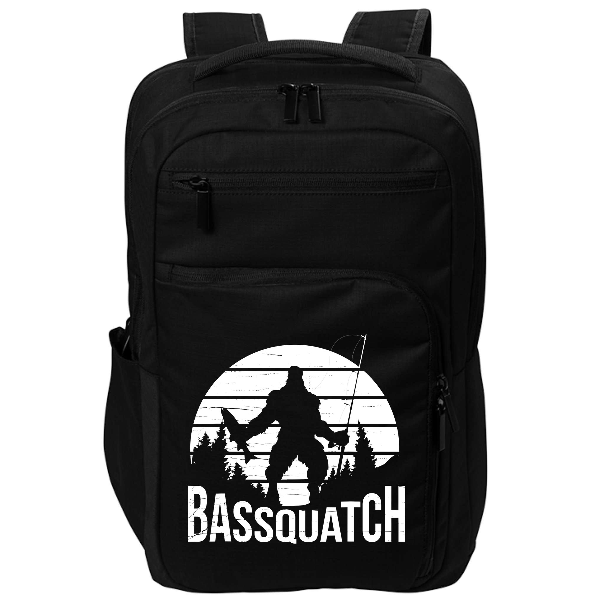 Bassquatch Funny Fishing Fisherman Fishing Rod Bass Fish Impact Tech Backpack