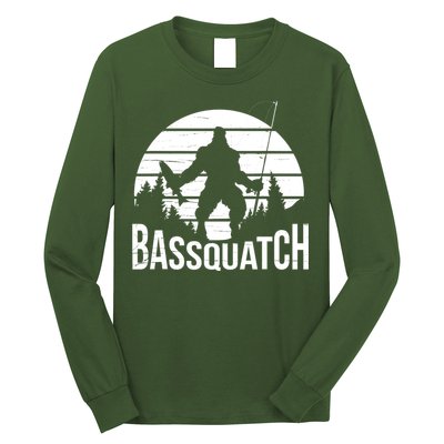 Bassquatch Funny Fishing Fisherman Fishing Rod Bass Fish Long Sleeve Shirt